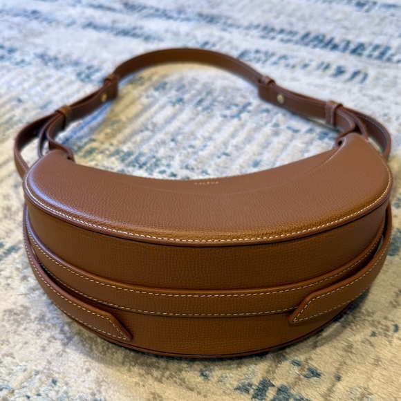 POLÈNE Numéro Dix Textured Camel Leather Crescent Shoulder Crossbody Bag - Picture 4 of 11